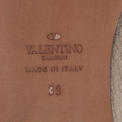 Valentino Garavani Metallic Pebbled Calfskin Rockstud Cage Ballerina Flats 39 Sasso 6 of 8