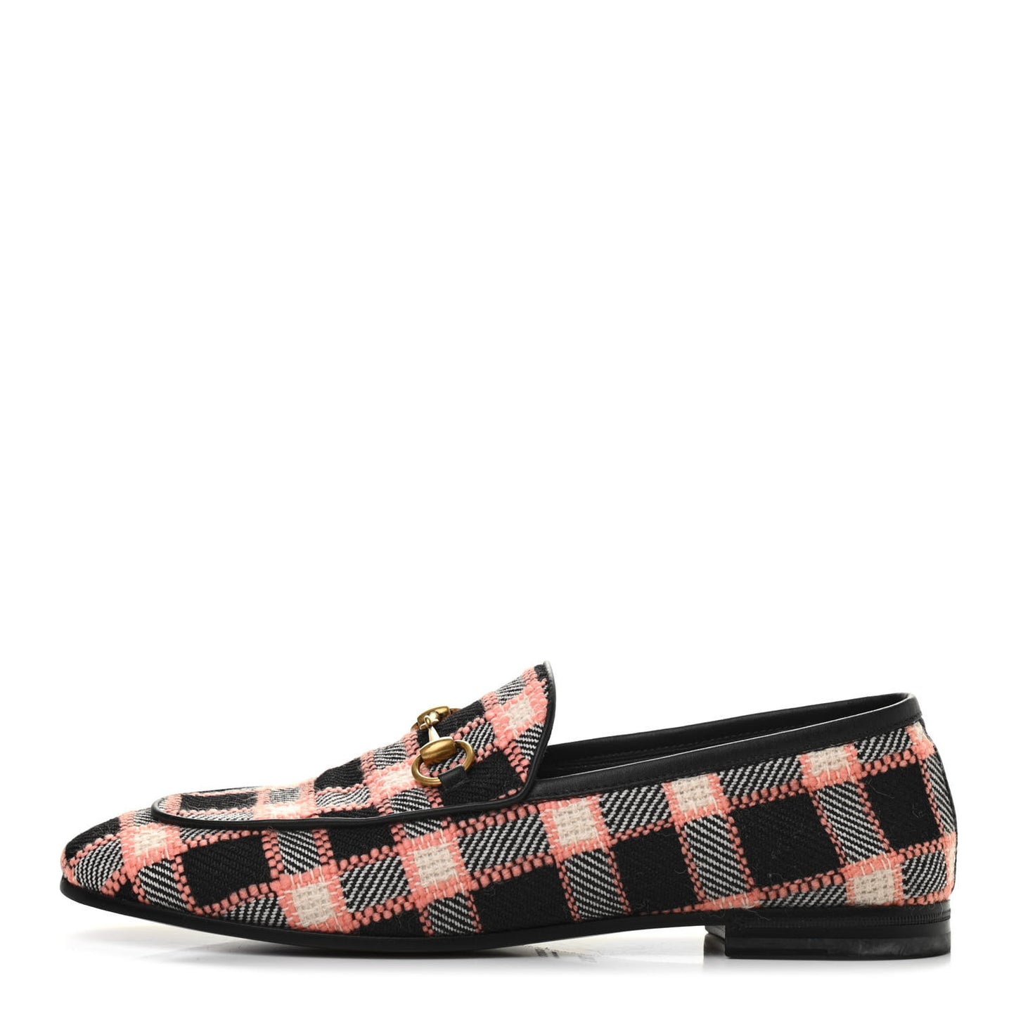 Tweed Check Horsebit Womens Jordaan Loafers 38.5 Black Pink Multicolor