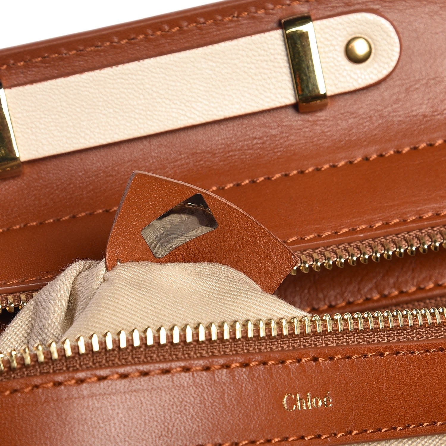 Chloe Calfskin Large Alice Satchel Husky White Tan 8 of 9
