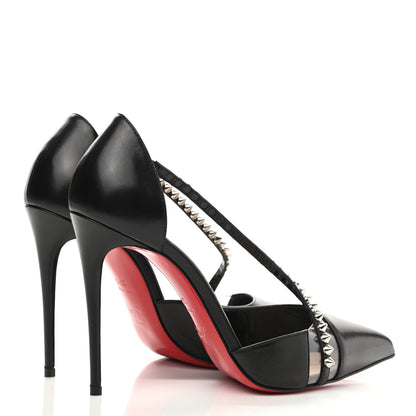 Christian Louboutin Kid PVC Spike Cross 100 Pumps 37.5 Black Silver 4 of 8