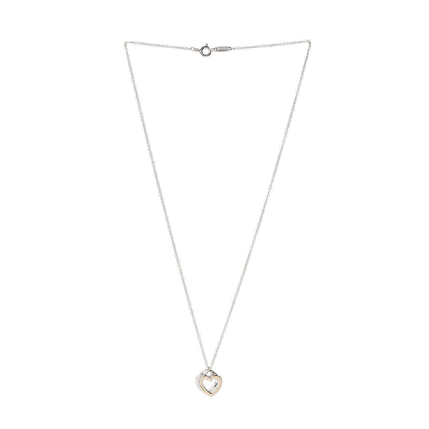 Tiffany Sterling Silver 18K Yellow Gold Double Heart Pendant Necklace 3 of 7