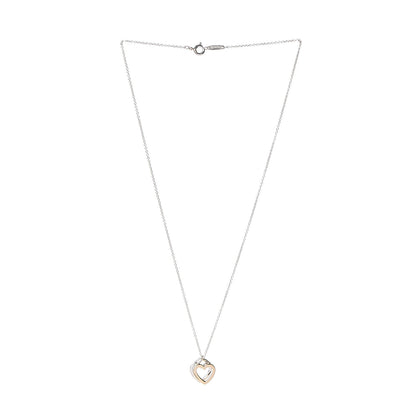 Tiffany Sterling Silver 18K Yellow Gold Double Heart Pendant Necklace 3 of 7