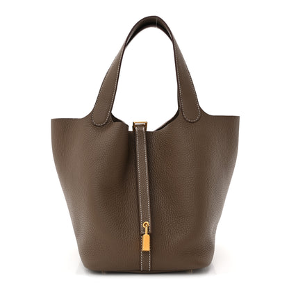 Hermes Taurillon Clemence Picotin Lock 22 MM Etoupe 1 of 12