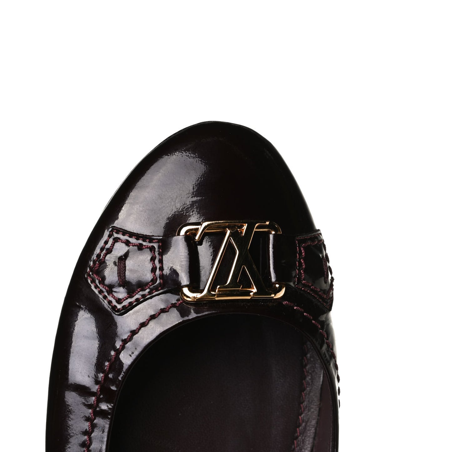 Patent Calfskin Oxford Ballerina Flats 40 Amarante