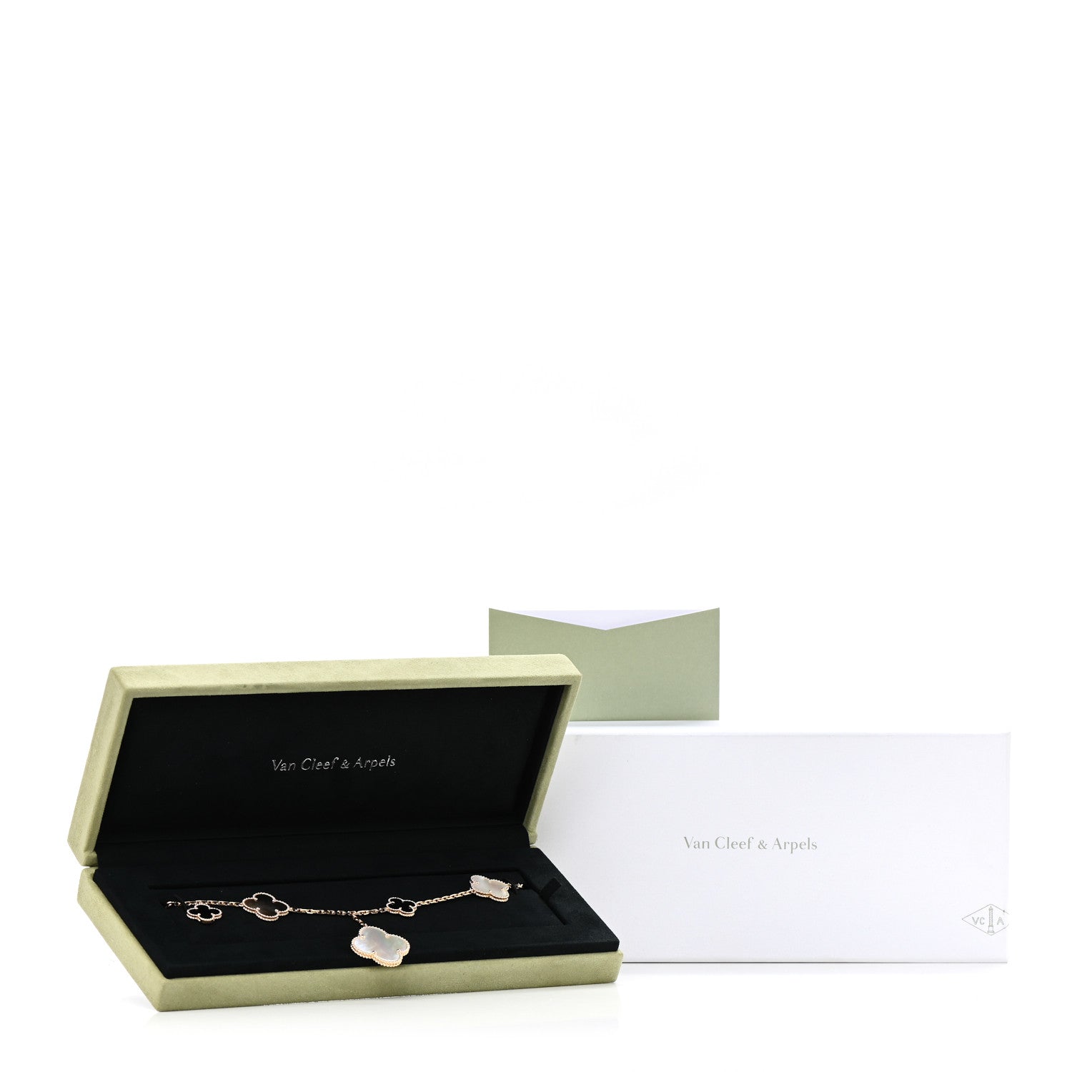 Van Cleef & Arpels 18K Yellow Gold Grey Mother of Pearl Black Onyx 5 Motifs Magic Alhambra Bracelet 5 of 5