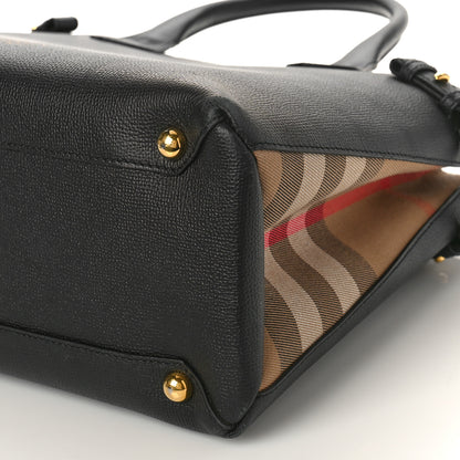 Burberry Grainy Calfskin House Check Medium Banner Tote Black 8 of 9