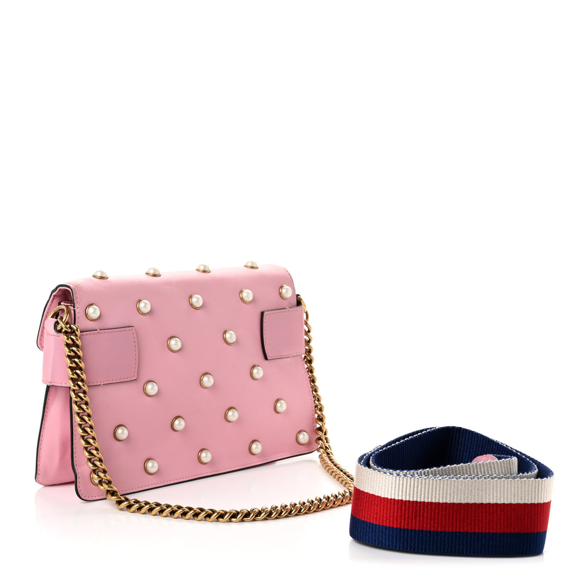 Nappa Pearl Studded Mini Queen Margaret Broadway Shoulder Bag Sugar Pink