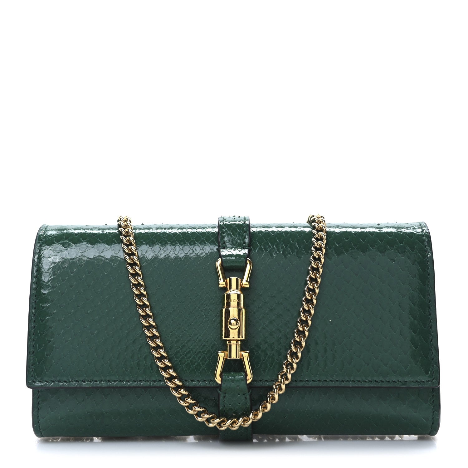 Gucci Snakeskin Jackie 1961 Chain Wallet Green 1 of 11