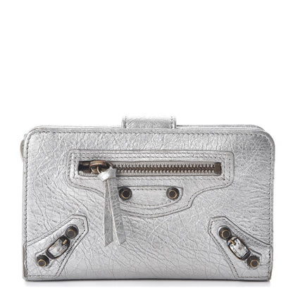 Balenciaga Agneau Classic Hardware Fold Wallet Gris Aluminum 1 of 11