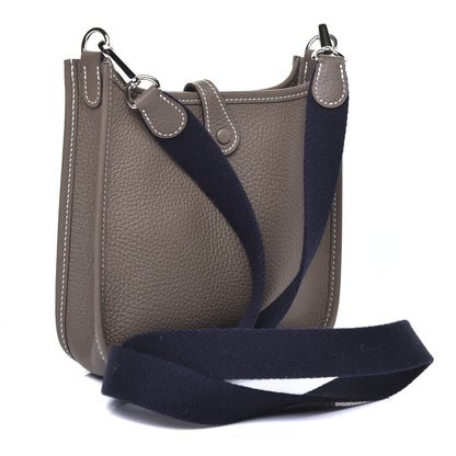 Hermes Taurillon Clemence Amazone Evelyne TPM Etoupe Bleu Indigo 3 of 10