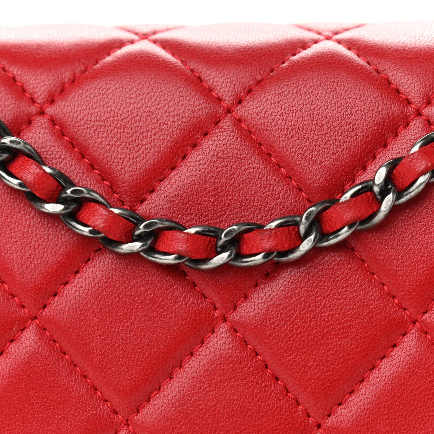Chanel Lambskin Quilted Boy Wallet On Chain WOC Red 10 of 12
