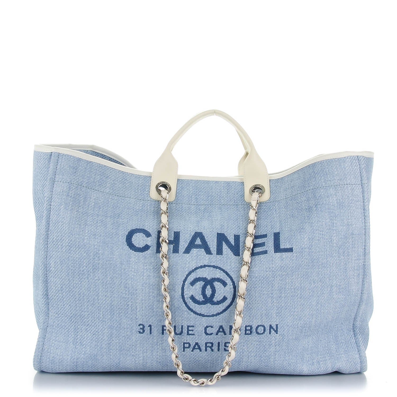 Chanel Woven Straw Extra Large Deauville Tote Blue 1 of 7