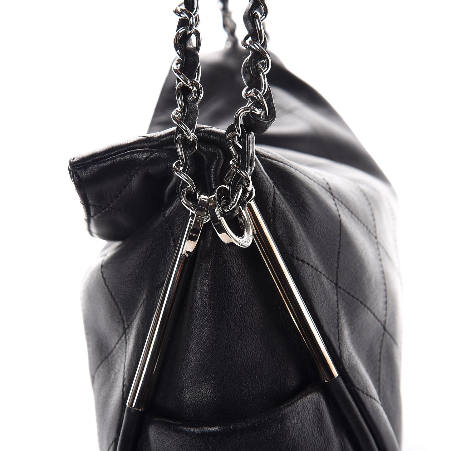 Lambskin Stitched Medium Ultimate Soft Tote Black