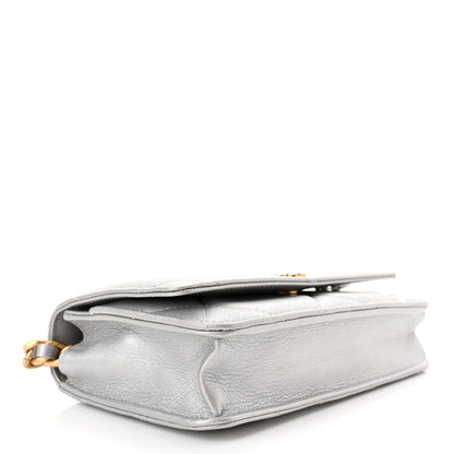 Chanel Metallic Lambskin Quilted Chanel 19 Wallet On Chain WOC Silver 4 of 11