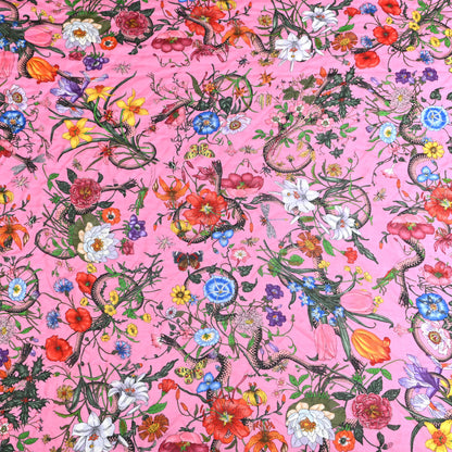Gucci Wool Silk Flora Snake Print Shawl Scarf Roseate Red 3 of 5