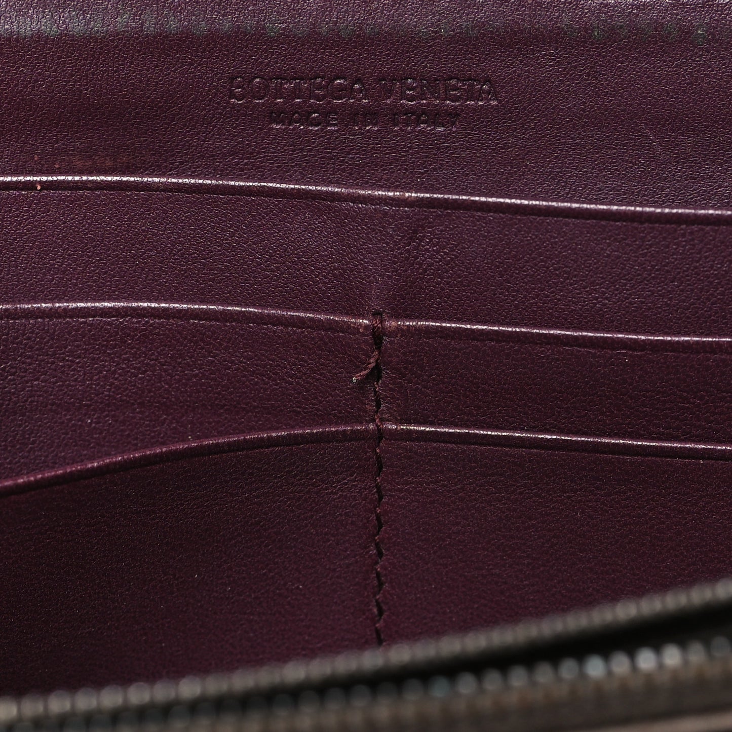 Nappa Intrecciato Zip Around Wallet Aubergine