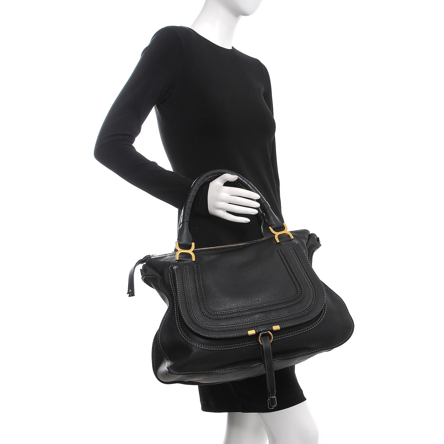 Chloe Calfskin Large Marcie Satchel Black 2 of 7