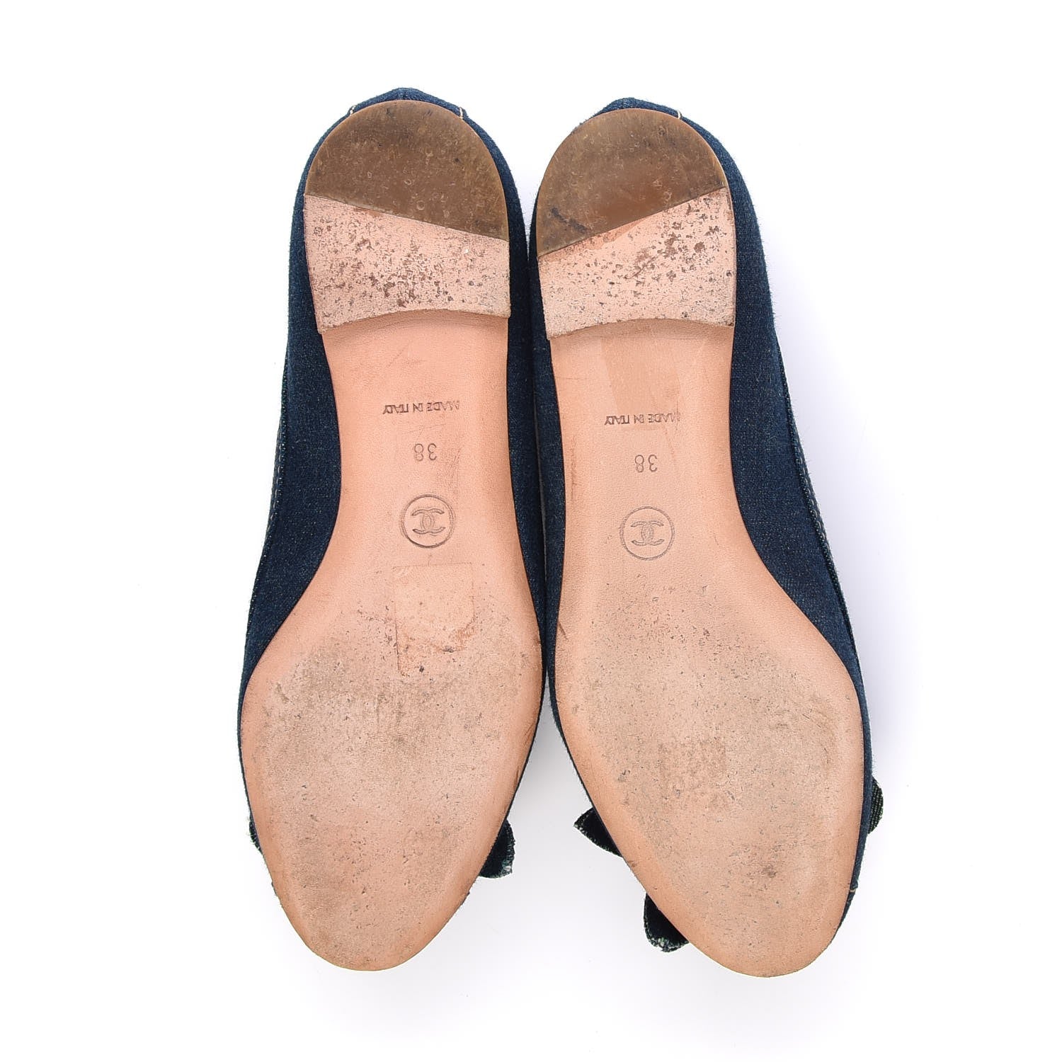 Chanel Denim Camellia Ballerina Flats 37 Navy Blue 7 of 13