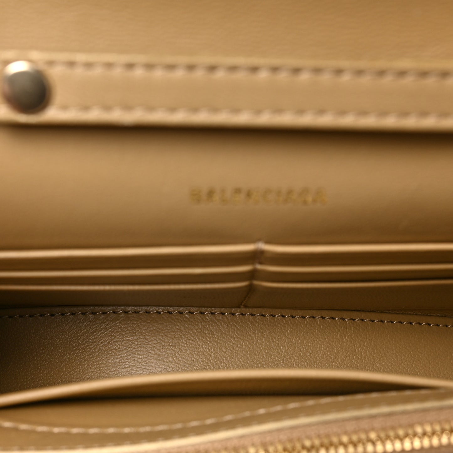 Metallic Smooth Calfskin Crystal Diagonal Allover Logo Hourglass Wallet Light Gold Crystal