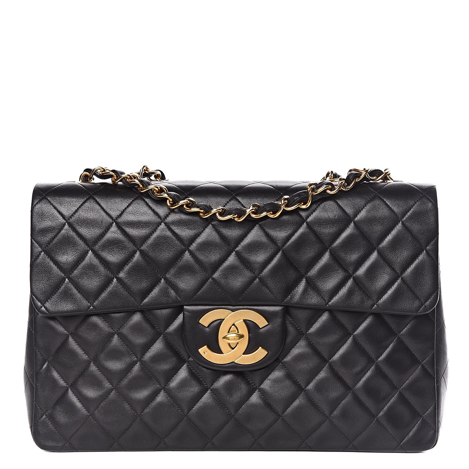 Chanel Lambskin Quilted XL Jumbo Single Flap Black 1 of 15