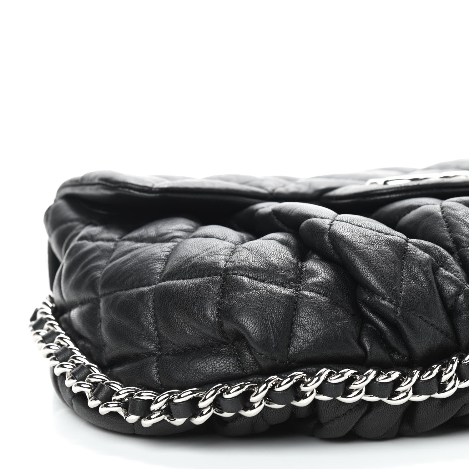 Chanel Washed Lambskin Quilted Medium Chain Around Messenger Black 6 of 10