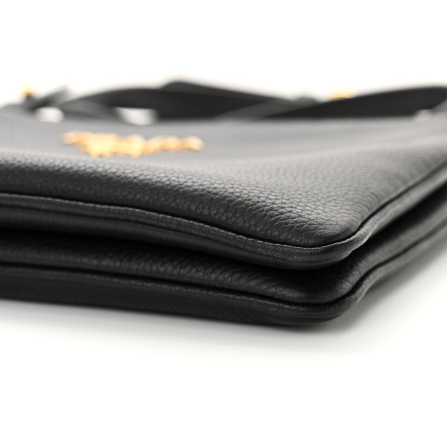 Vitello Phenix Double Zip Crossbody Bag Black