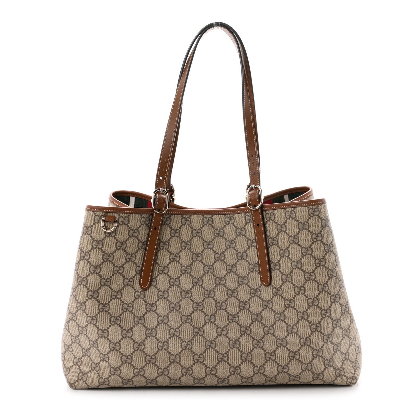 GG Supreme Monogram Emblem Large Tote Bag Beige Dark Brown