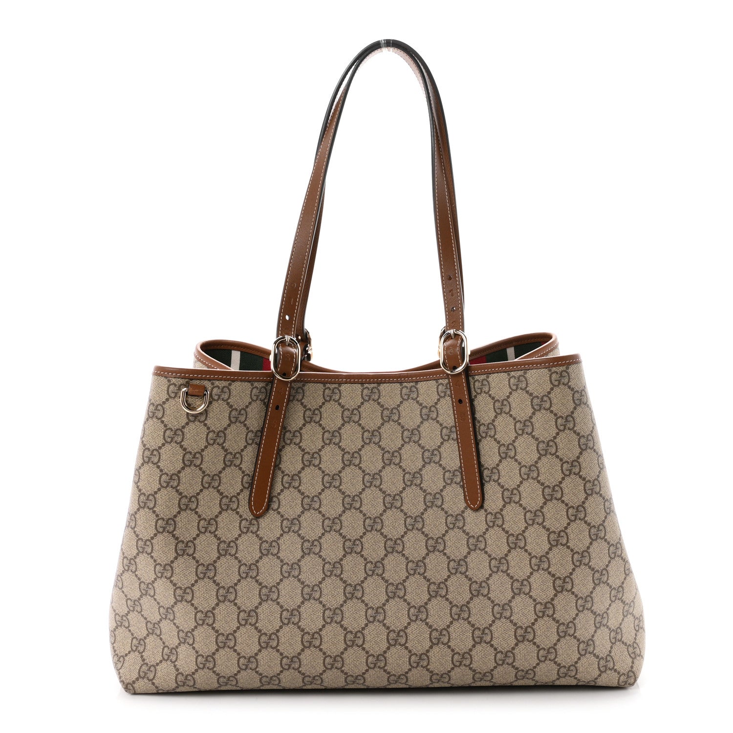 Gucci GG Supreme Monogram Emblem Large Tote Bag Beige Dark Brown 1 of 9