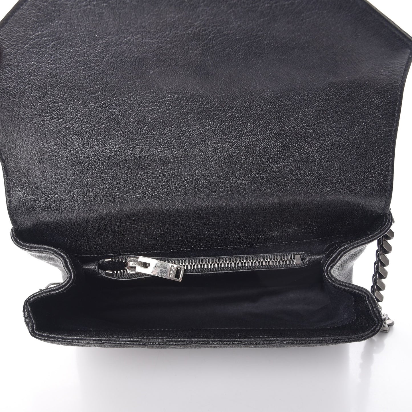 Sheepskin Matelasse Chevron Monogram Medium College Bag Black
