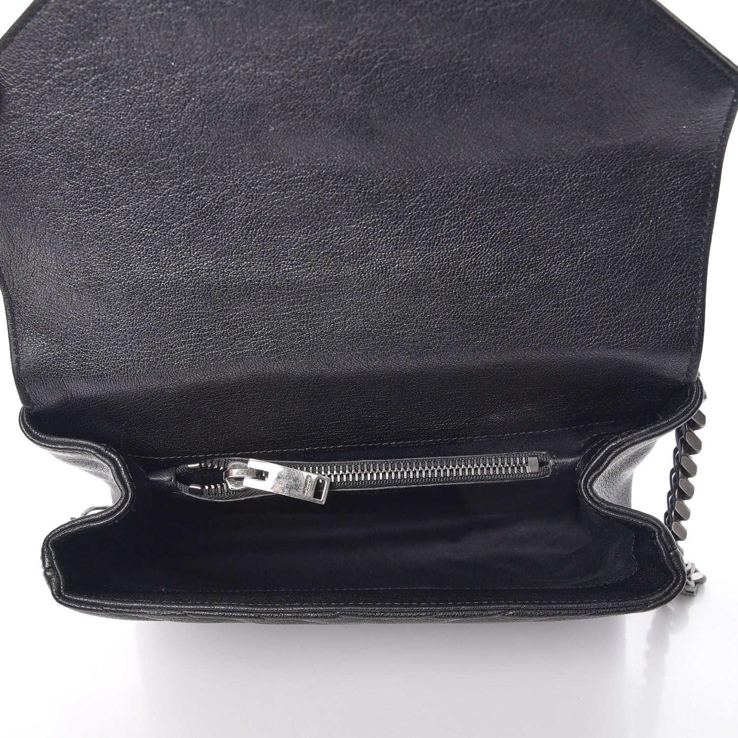 Saint Laurent Sheepskin Matelasse Chevron Monogram Medium College Bag Black 5 of 7
