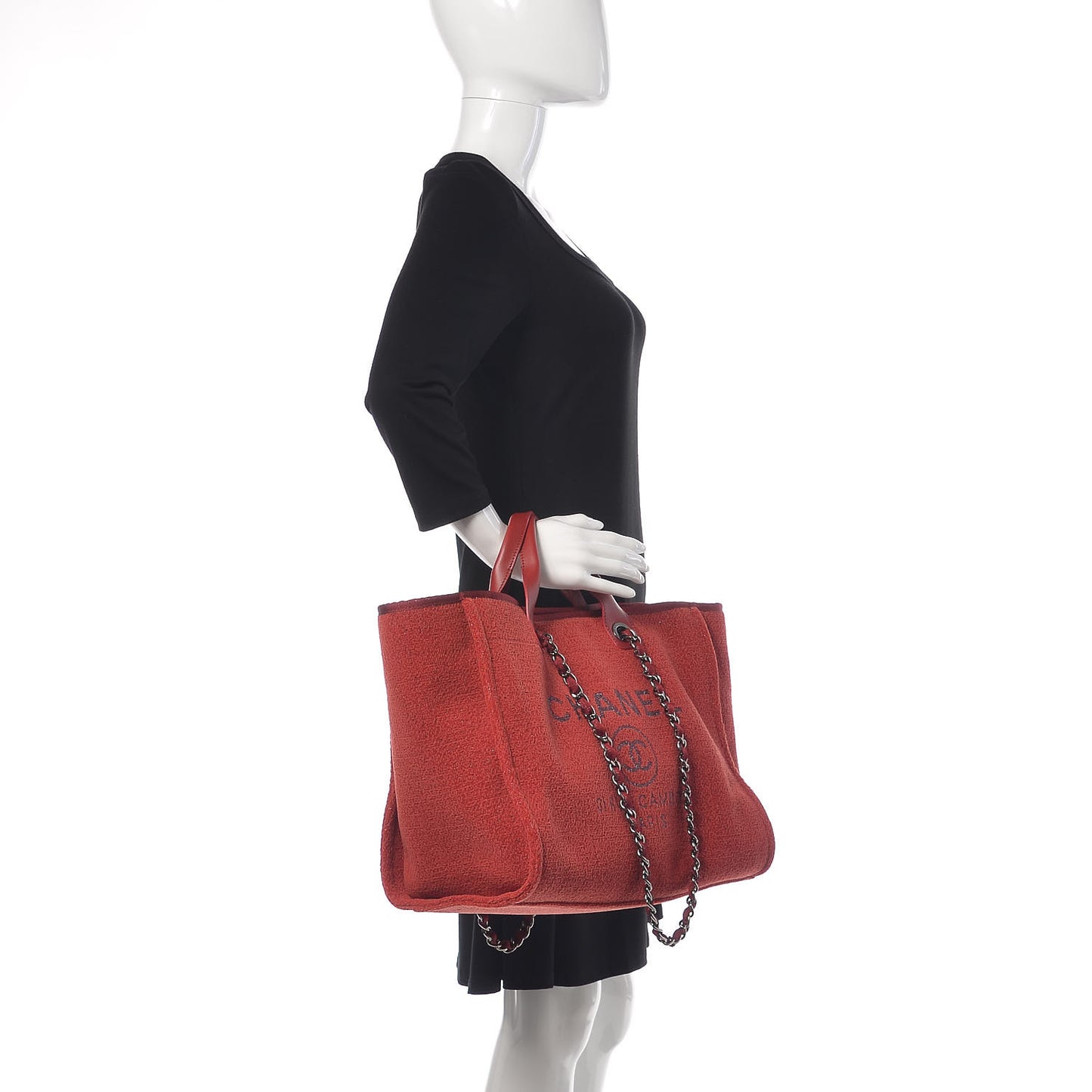 Lurex Boucle Large Deauville Tote Red