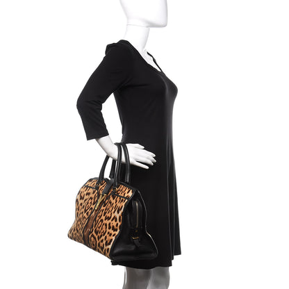 Saint Laurent Pony Hair Calfskin Leopard Print Medium Cabas Chyc Black 2 of 16