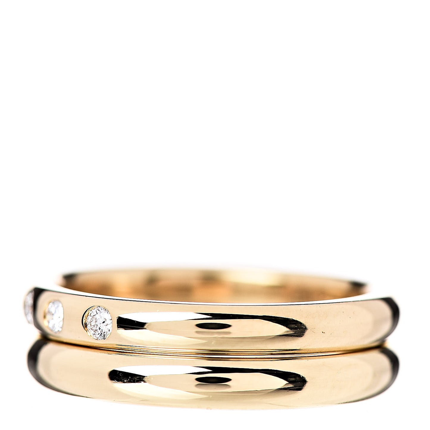18K Yellow Gold Diamond Stacking Band Rings Set of Two 53 6.5