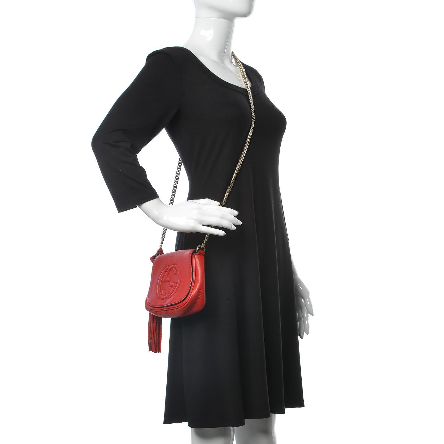Gucci Pebbled Calfskin Small Soho Flap Crossbody Red 2 of 11