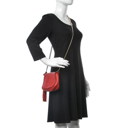 Gucci Pebbled Calfskin Small Soho Flap Crossbody Red 2 of 11