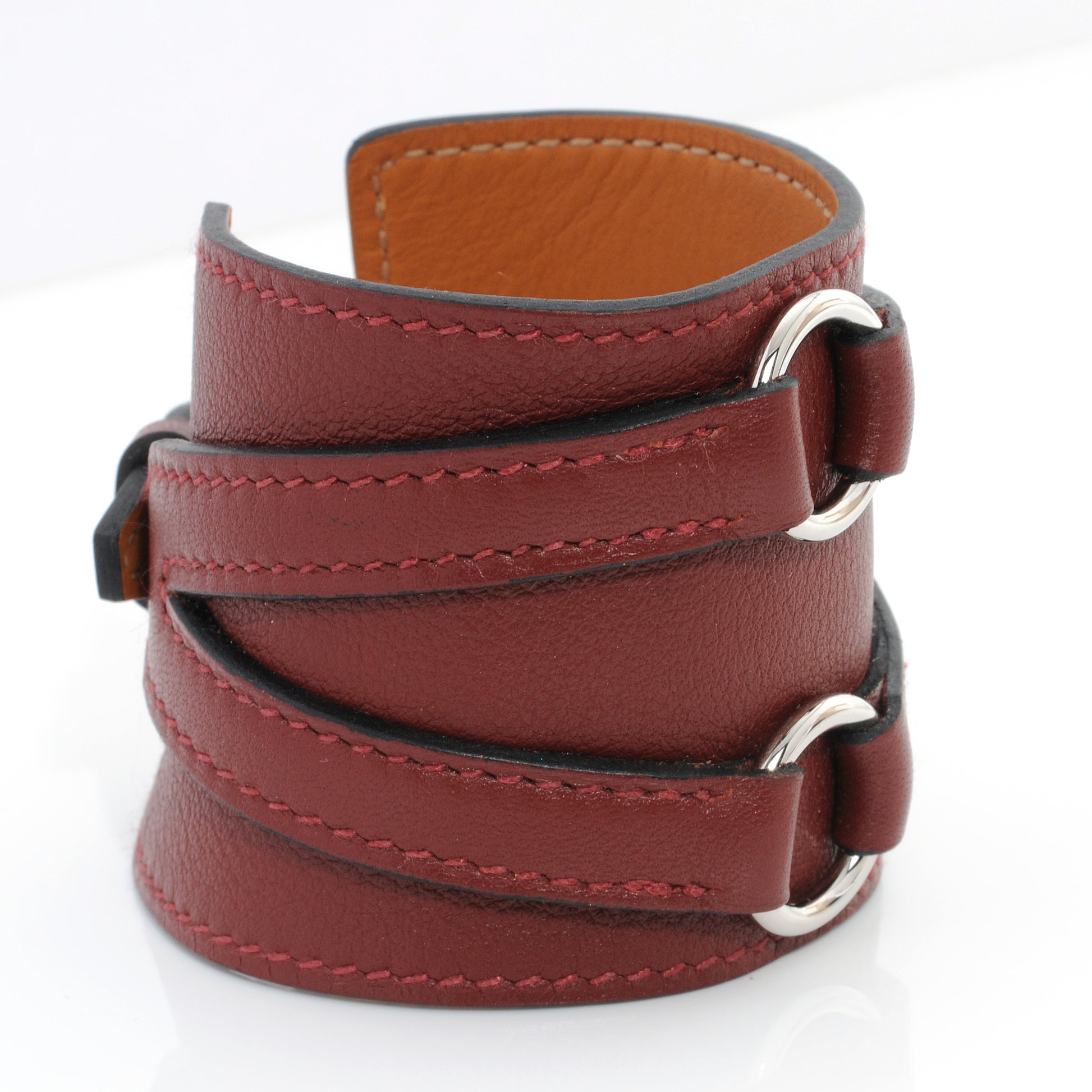 Hermes Swift Leather Alma Cuff Rouge H 4 of 8