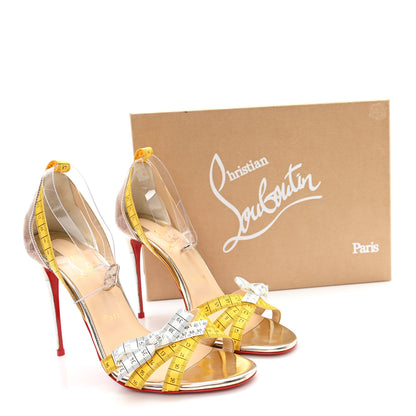Christian Louboutin PVC Patent Ruban Calfskin Metricathy 100 Sandal Pumps 37.5 Transparent Yellow 9 of 9