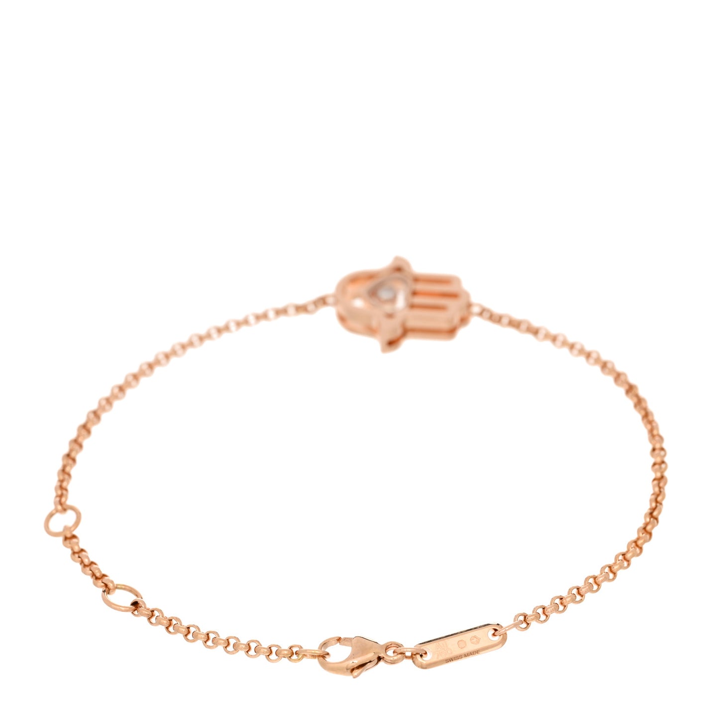 18K Rose Gold Diamond Happy Diamonds Good Luck Charm Hamsa Bracelet