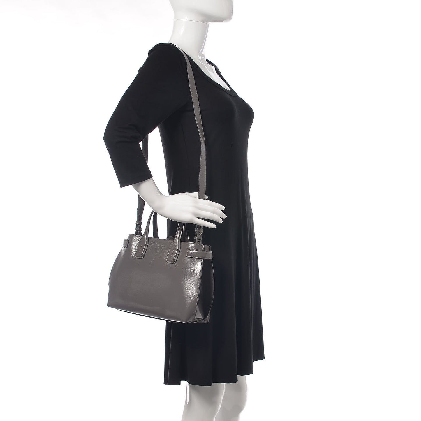 Soft Calfskin Small Banner Tote Sepia Grey
