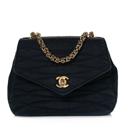 Chanel Grosgrain Canvas Quilted Envelope Flap Bag Black 1 of 8