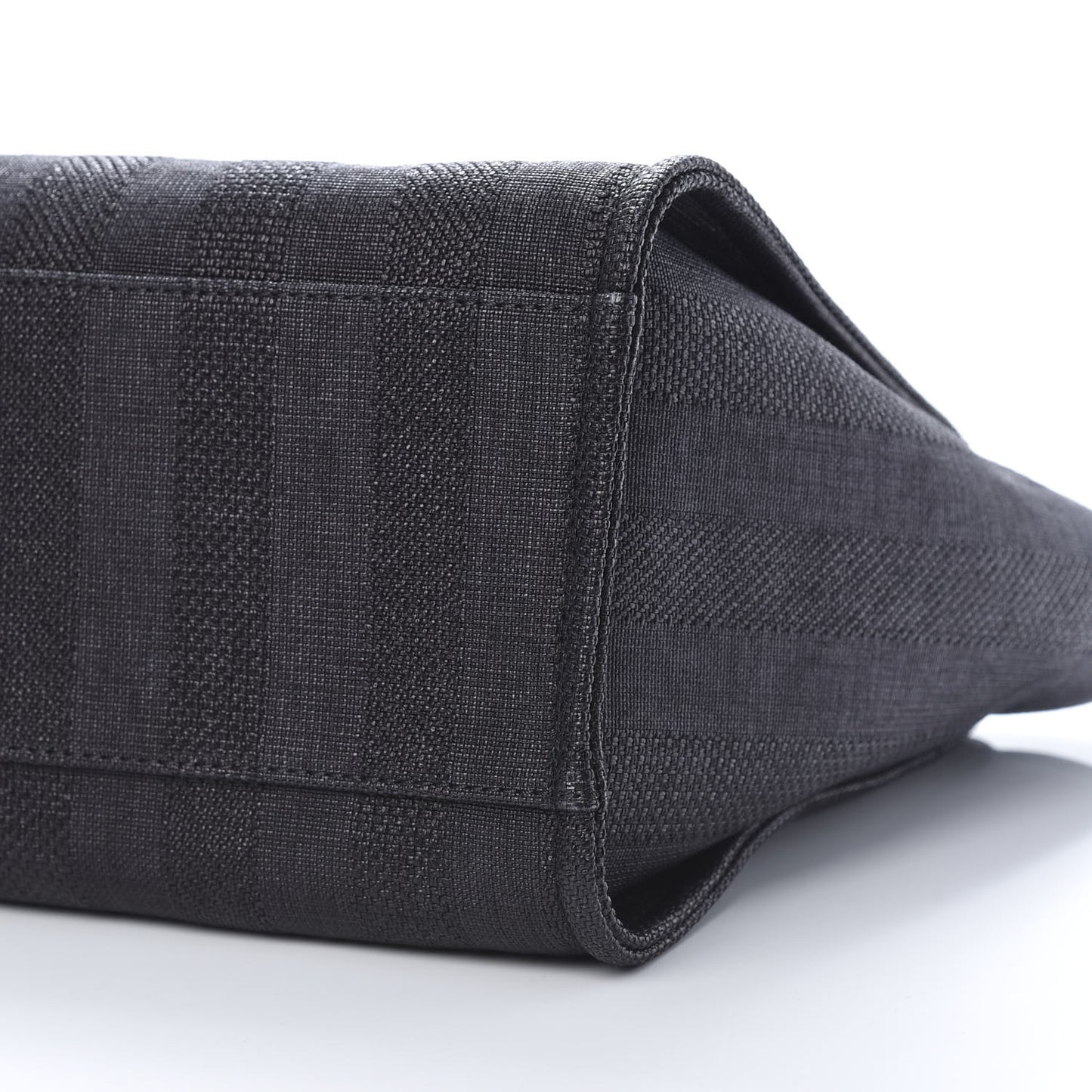 Mixed Fibers Calfskin Striped Medium Deauville Tote Black