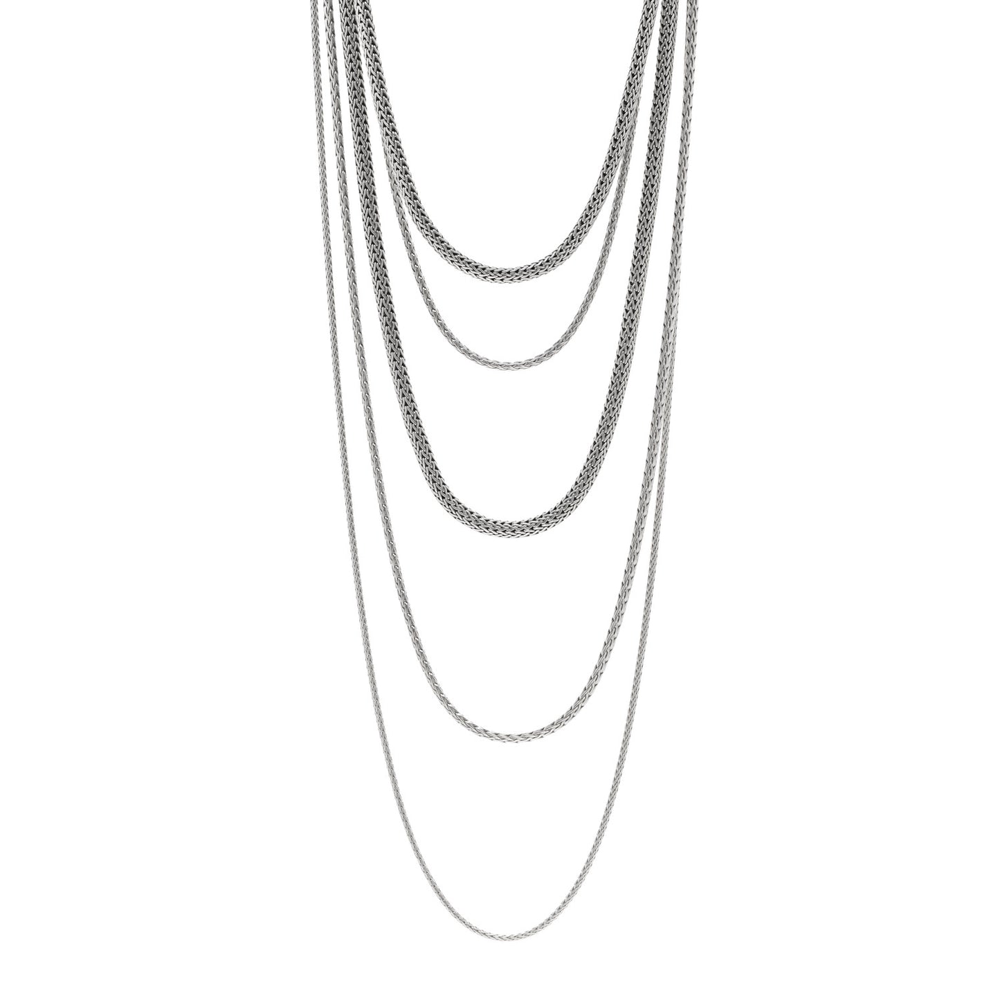 Sterling Silver Classic Chain Multi Row Necklace