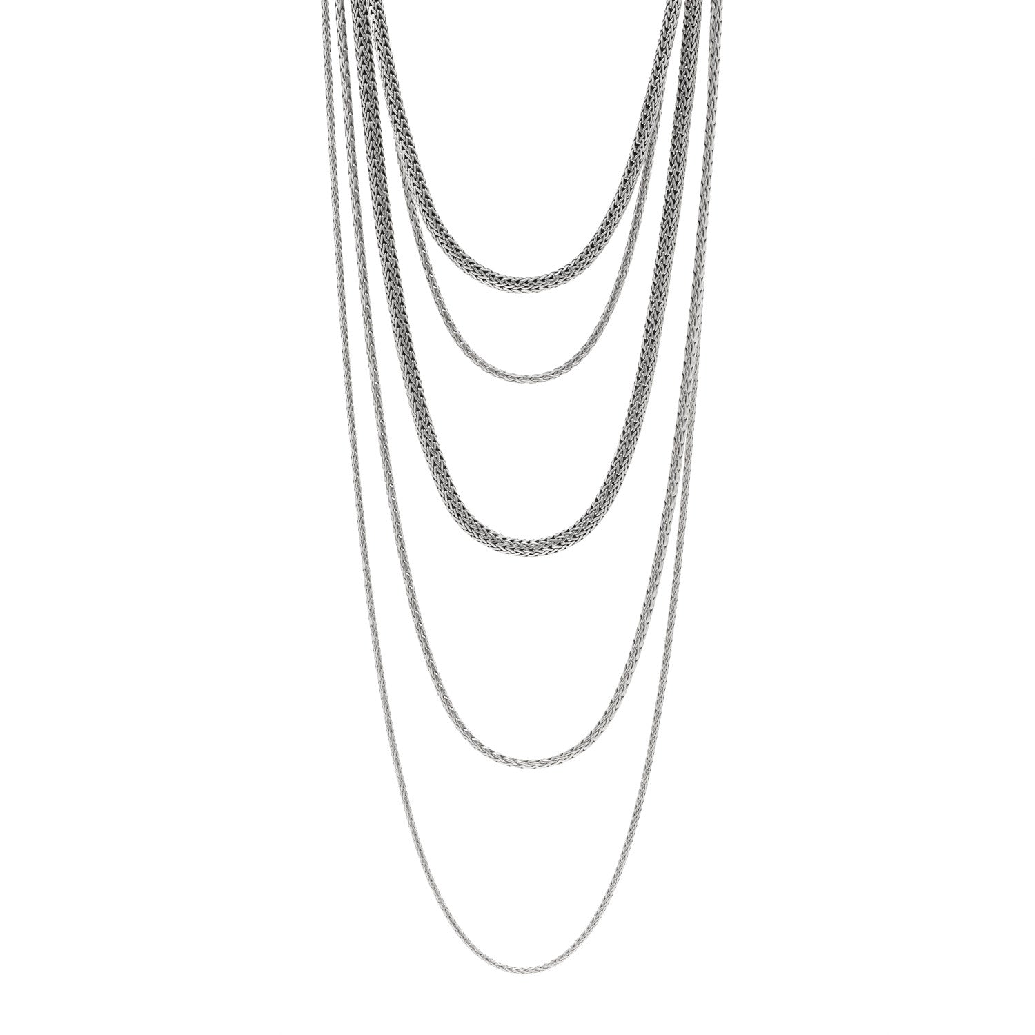 John Hardy Sterling Silver Classic Chain Multi Row Necklace 1 of 6