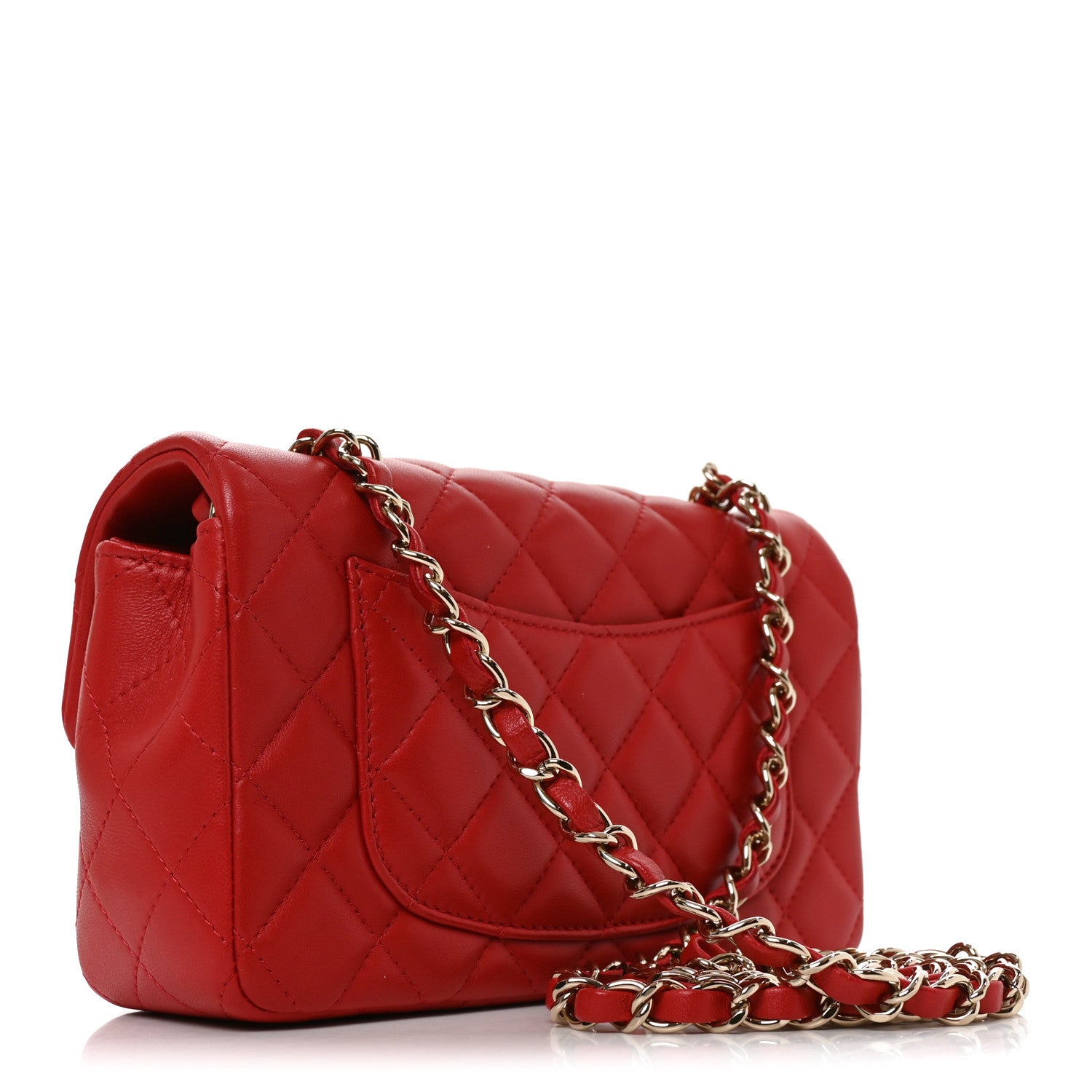 Chanel Lambskin Quilted Mini Rectangular Flap Red 3 of 11