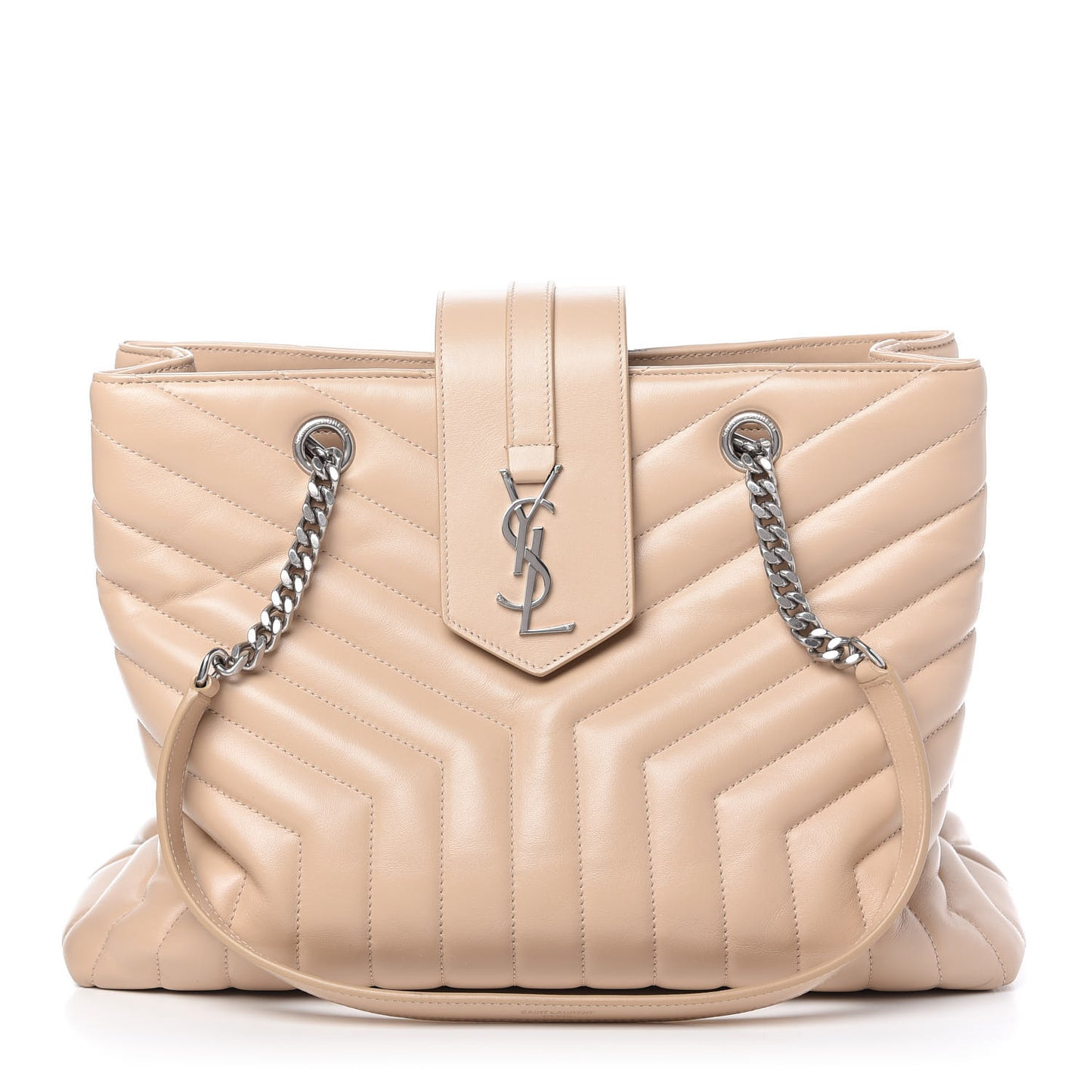Calfskin Y Quilted Monogram Large Loulou Shopper Nude Powder