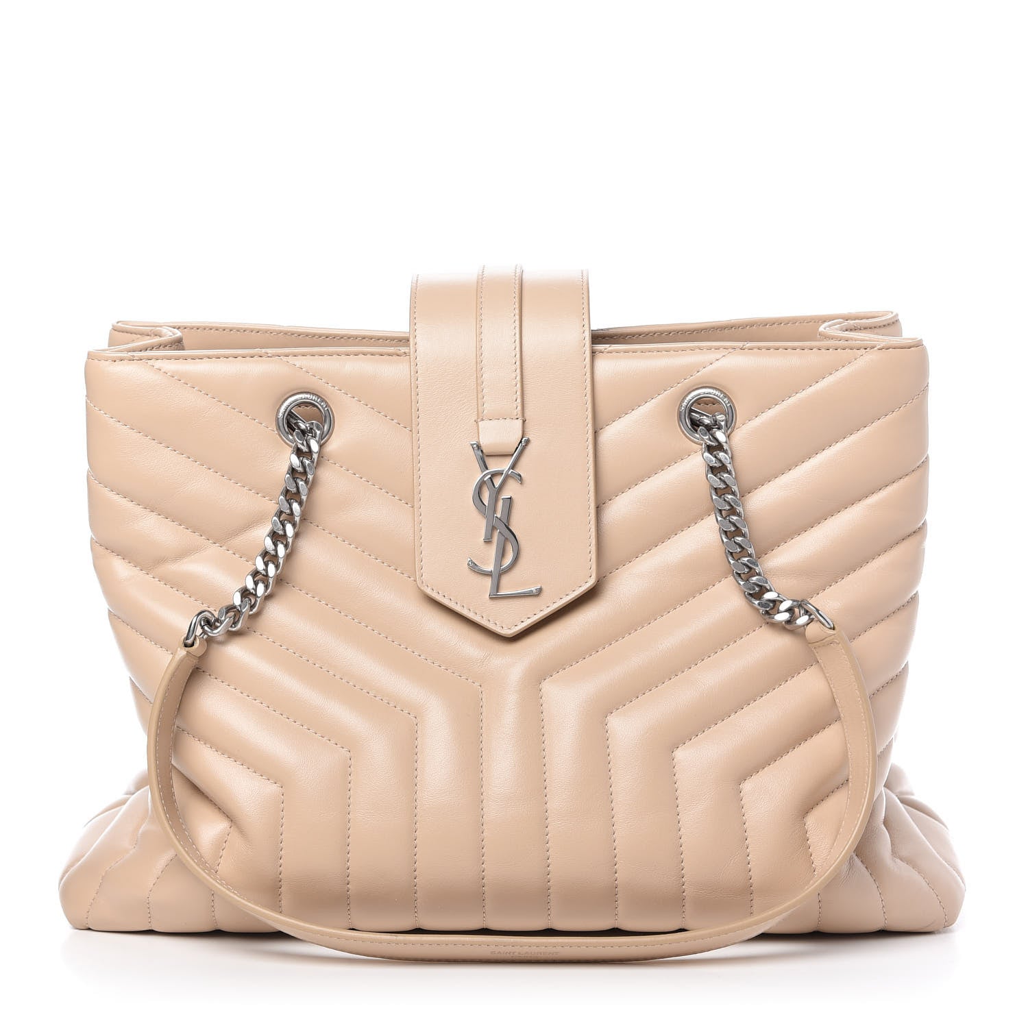 Saint Laurent Calfskin Y Quilted Monogram Large Loulou Shopper Nude Powder 1 of 9