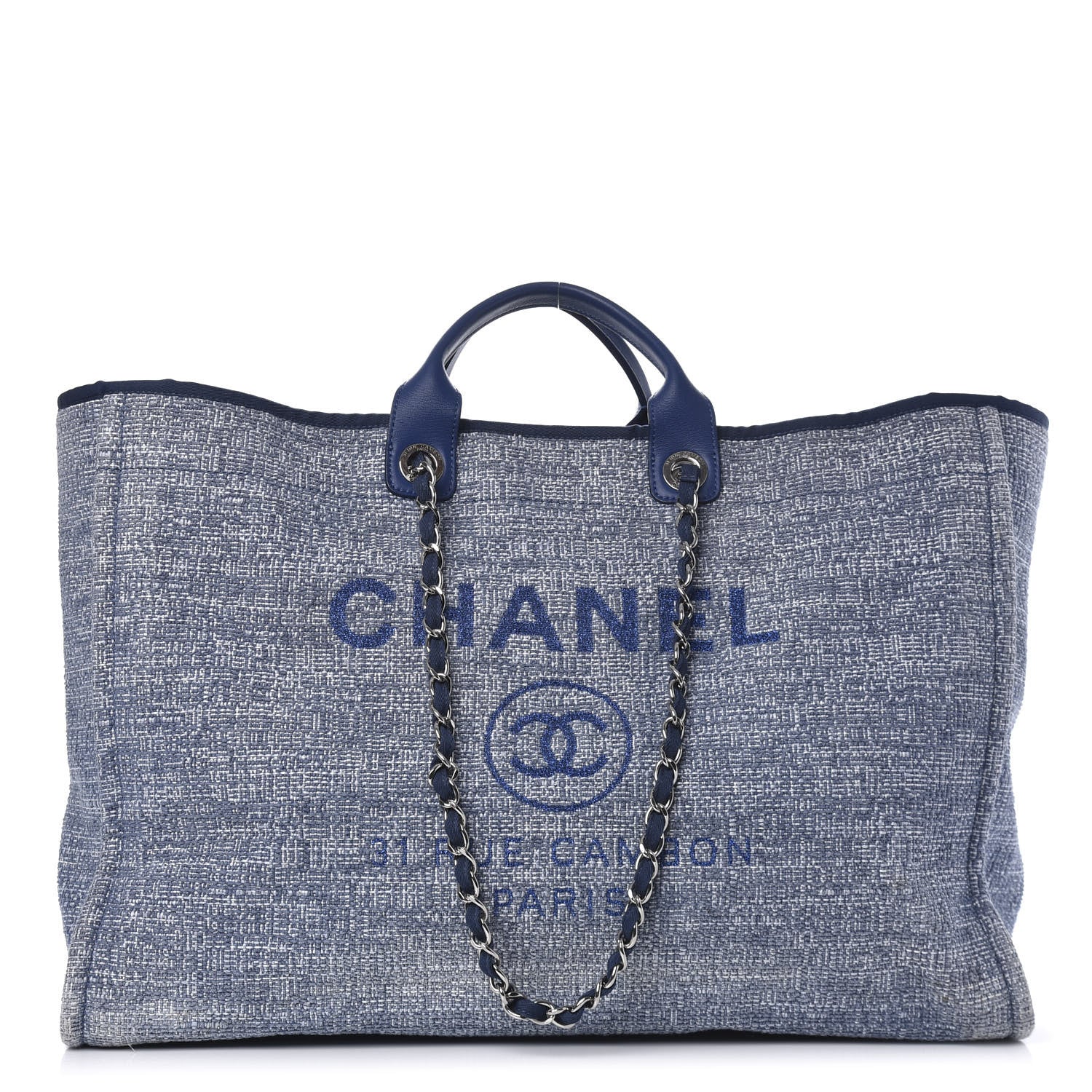Chanel Canvas Extra Large Deauville Tote Blue 1 of 10