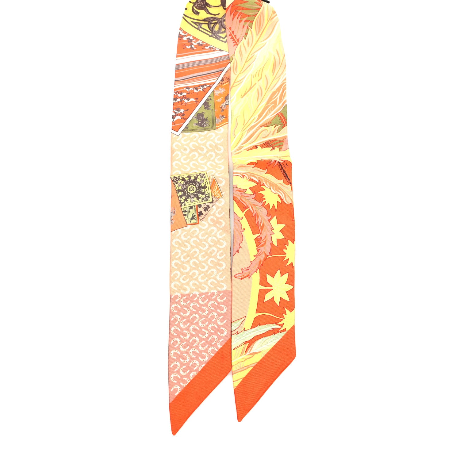 Hermes Silk Cheval Phoenix Twilly Jaune Vif Vert 2 of 3