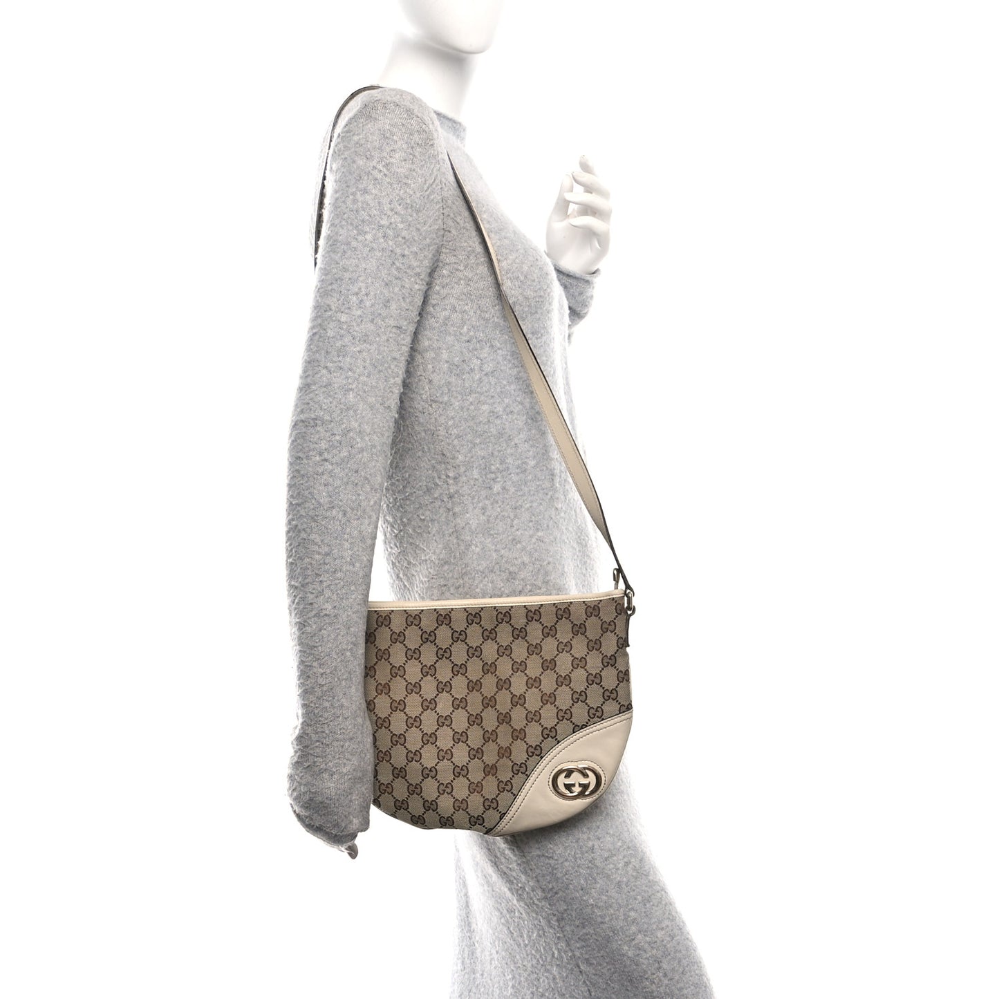 Monogram Medium New Britt Half Moon Hobo White
