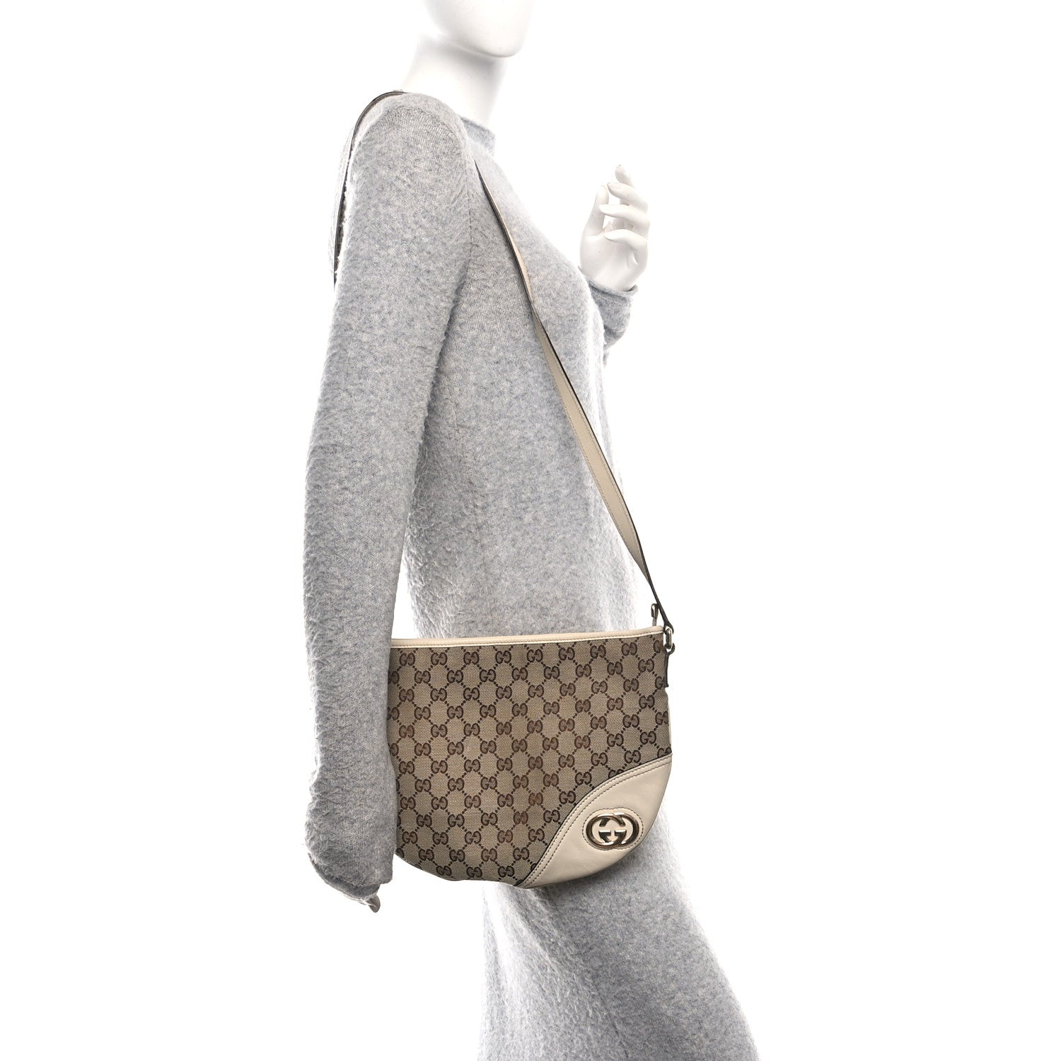 Gucci Monogram Medium New Britt Half Moon Hobo White 2 of 10